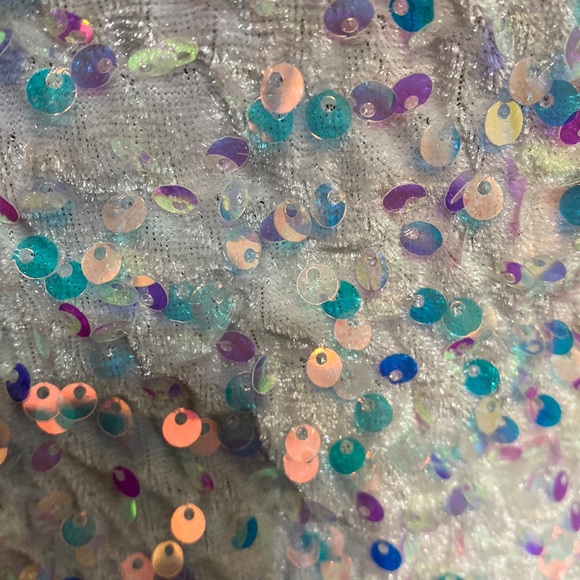 Molicuty Purple Sequins with One thin strap white dress. Size Small - Picture 8 of 11